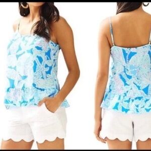 LILLY PULITZER “Bay Blue” Into the Deep Sea Life Ocean Print Tank